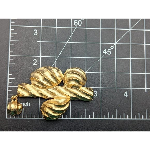 GIVENCHY Signed Statement Textured Gold Tone Dangling Charm Vintage Pin Brooch - Picture 2 of 9